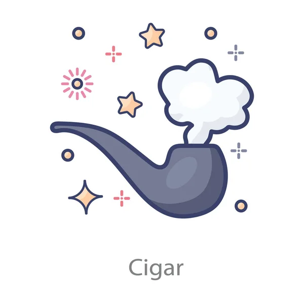 Dohányfüstölő Pipa Igar Ikon Lapos Stílusban — Stock Vector