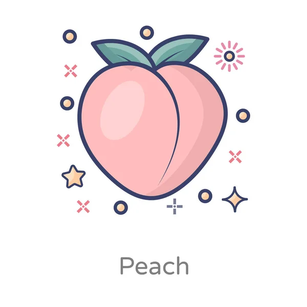 Deciduous Peach Icon Design Healthy Food — Stock Vector