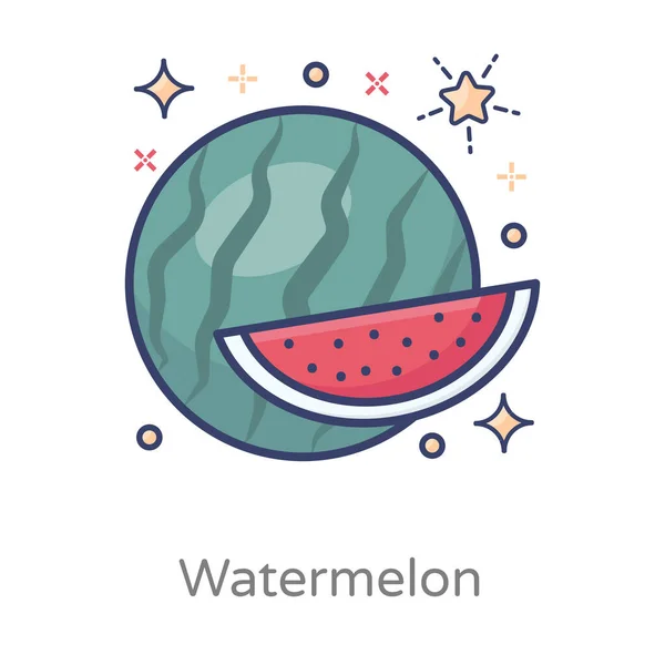 Eine Köstliche Und Erfrischende Wassermelonenfrucht Editierbares Flaches Icon Design — Stockvektor