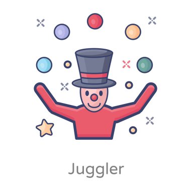 Karnaval gösteriliyor, hokkabazların düz simgesi 