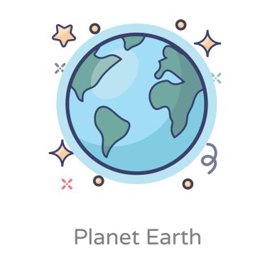 Dünya 'nın küresel modeli, düz dizaynlı dünya simgesi 