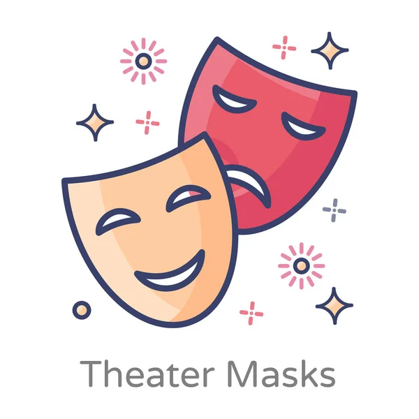 Icono Máscaras Teatro Diseño Plano Accesorios Carnaval — Vector de stock
