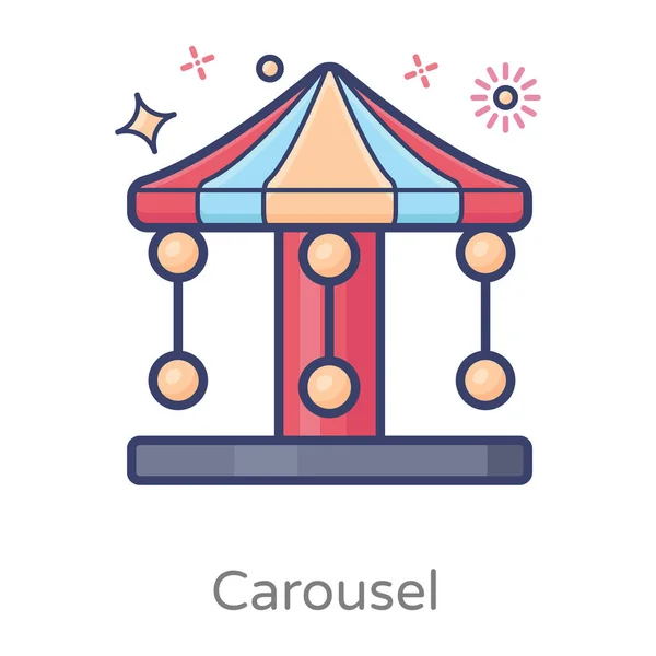 Amusement Park Carousel Icon Flat Vector — Stock Vector