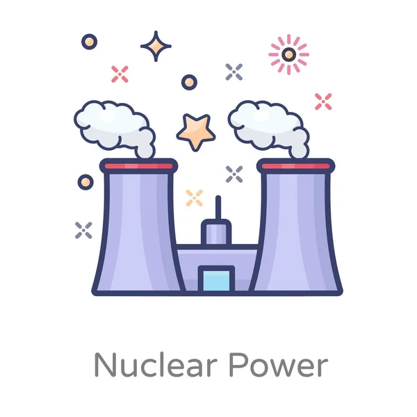 Nuclear Power Plant Icon Flat Design — Stock Vector