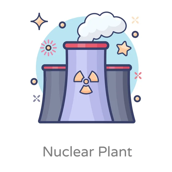 Nuclear Energy Plant Icon Flat Design — Stock Vector