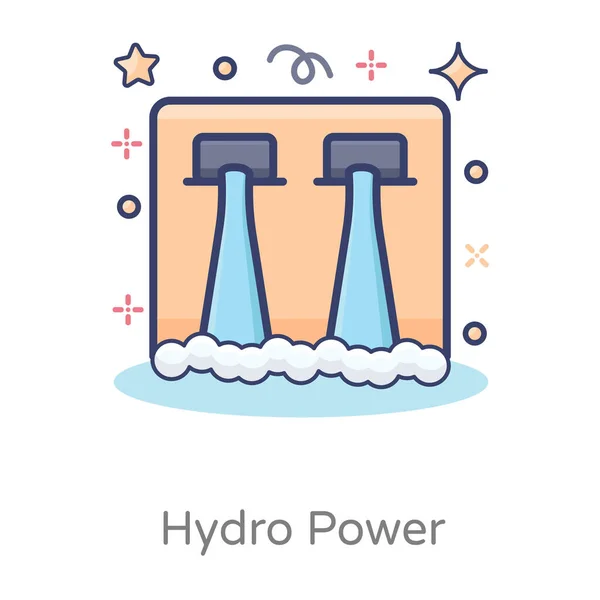 Vlakke Stijl Van Hydro Power Icoon — Stockvector