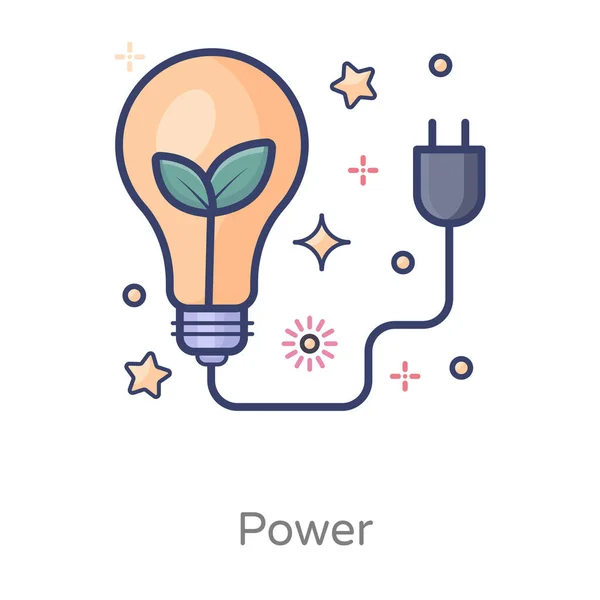 Leaves Light Bulb Flat Design Eco Power Icon — Stock Vector