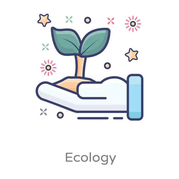 Diseño Vectores Planos Ecología Crecimiento Plantas — Vector de stock