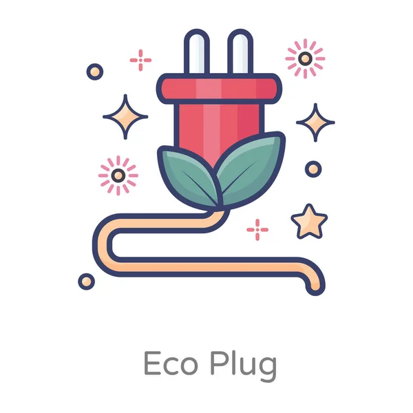 Folhas Com Plug Design Plano Ícone Eco Plug — Vetor de Stock