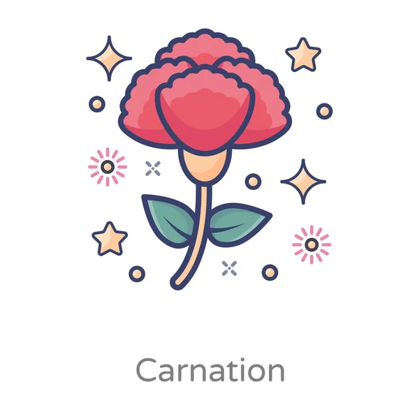 Розовый Гвоздичный Цветок Плоский Дизайн Иконы Гвоздики — стоковый вектор