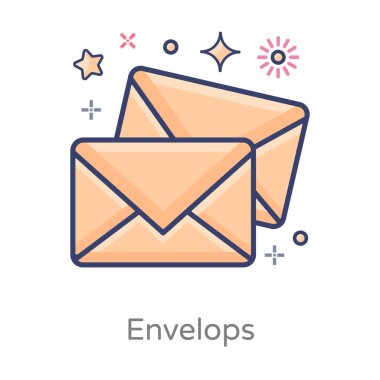 Zarf simgesi tasarımı, modem düz biçimli kağıt zarf vektörü 