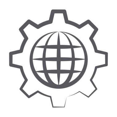 Küre içinde vites çarkı İnternet ayarlarını, satır simgesini gösteriyor