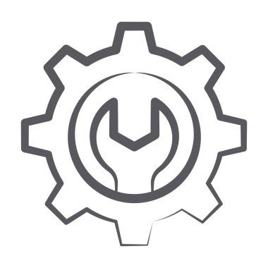 Satır dizaynında onarım simgesi, anahtarlı dişli çark 