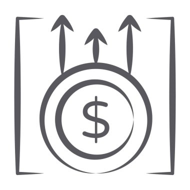 Yükselen oklarla dolar simgesi, kar büyüme simgesi