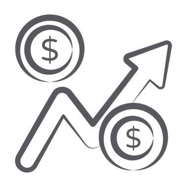 Yükselen oklarla dolar simgesi, finansal büyüme simgesi