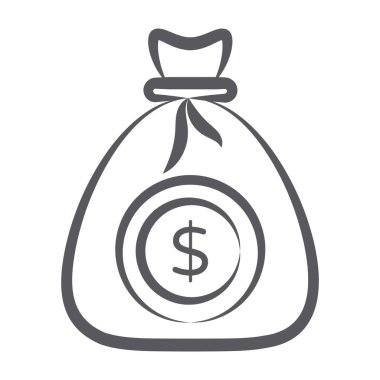 Para çuvalı simgesi el çizimi düzenlenebilir biçimi 