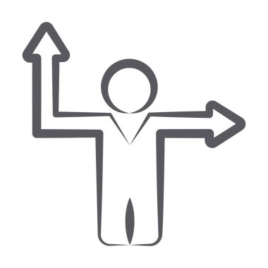 Çalışanların yön simgesi, karalama çizgisi tasarımı 