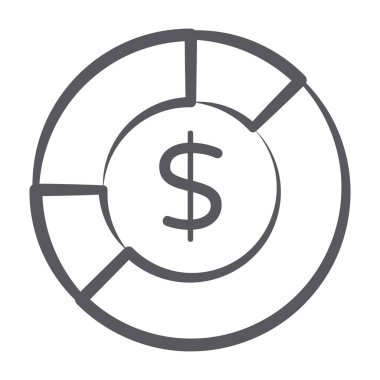 Dolar parasının el çizimi vektör tasarımı, para birimi düzenlenebilir simgesi