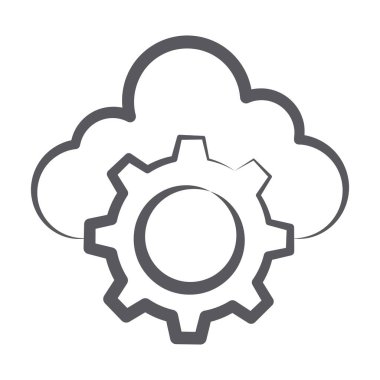 Bulutlu dişli tekerlek, bulut yapılandırma simgesi konsepti