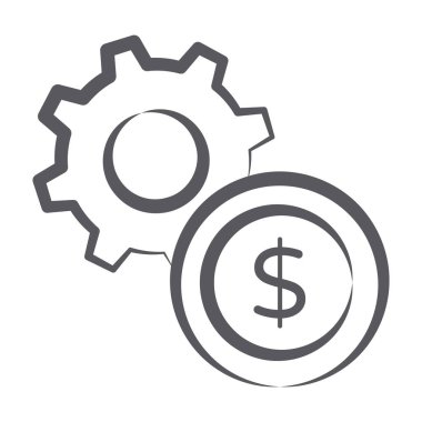 Nakit yönetim simgesini gösteren dişli tekerli dolar