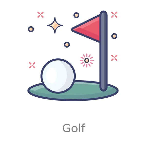 Golf Zászló Labda Trendi Lapos Stílusban — Stock Vector