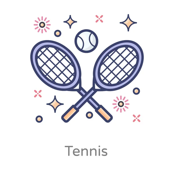 Uzun Tenis Ikonu Tasarımı Modern Düz Stil Açık Hava Sporları — Stok Vektör