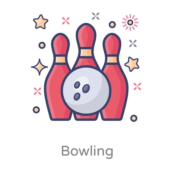 Bowling Icon Design Hitting Pins Editable Style — Stock Vector