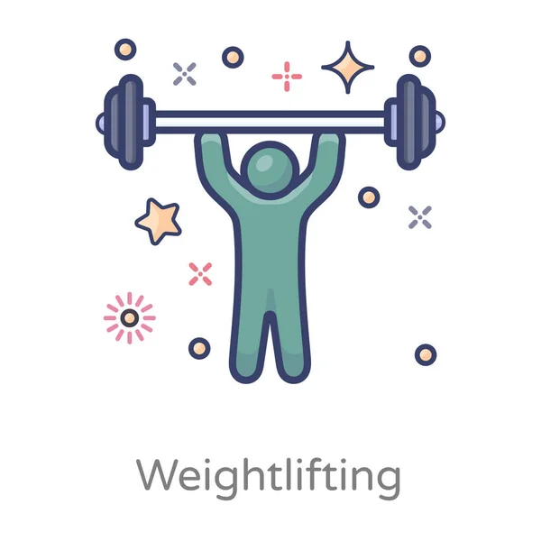 Human Holding Barbell Icon Design Weightlifting Flat Style — Stock Vector