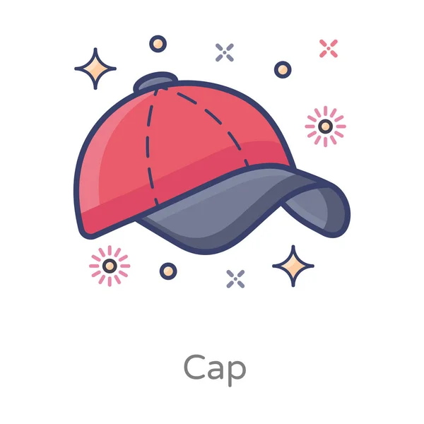 Icono Diseño Cap Vector Plano Accesorios Deportivos — Vector de stock