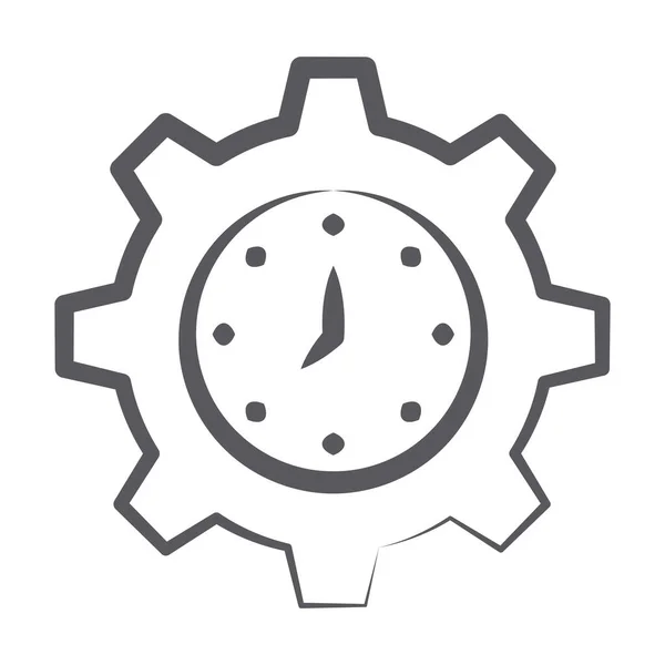 Doodle Konstrukcja Zegara Wewnątrz Koła Zębatego Ikona Zarządzania Czasem — Wektor stockowy