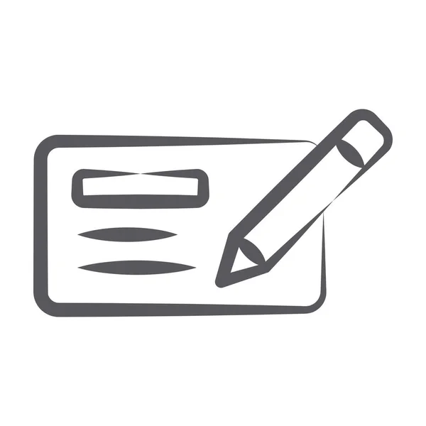 Cheque Book Style Doodle Icon Writing Cheque 컨셉트 — 스톡 벡터