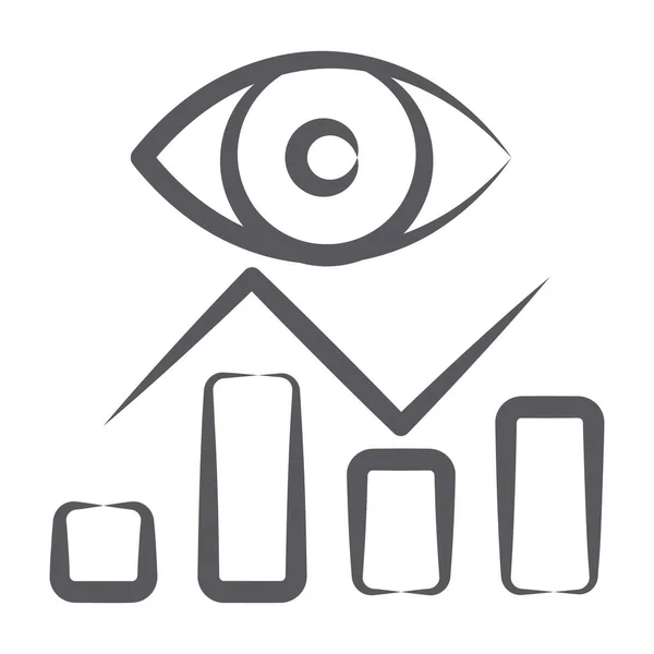 Staafdiagram Met Oog Voor Data Visualisatie Icoon — Stockvector