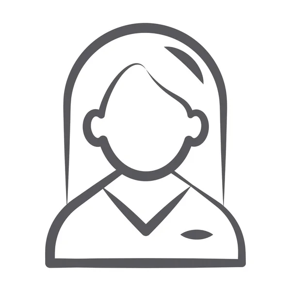 Icono Avatar Femenino Diseño Dibujado Mano — Vector de stock