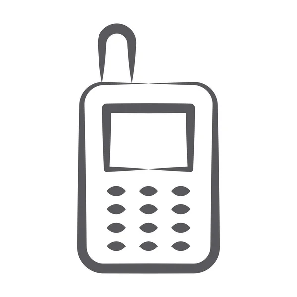 Vintage Mobile Having Button Walkie Talkie Icon Doodle Design — Stock Vector