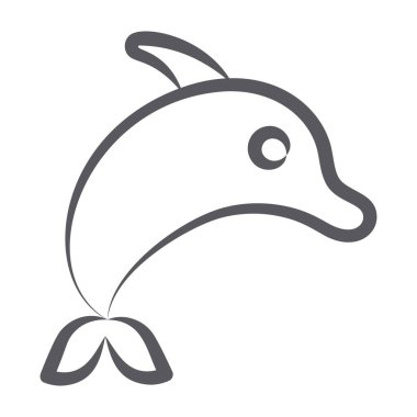 Karalama dizaynında yunus simgesi, düzenlenebilir vektör 