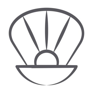 Yumuşak yumuşakça bir yapı kabuğunda inci tasvir eden parlak parlak bir inci, istiridye ikonu.