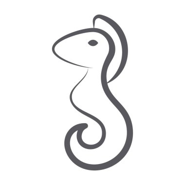 Hipokampüs deniz balığı ikonu, deniz atının karalama tasarımı 