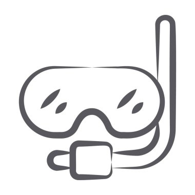 Oksijen borulu bir yüz maskesi, dalgıç maskesi karalama vektörü 