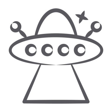 Planetaryum ikonunun karalama çizgisi tasarımı, uzaylı kaçırma  