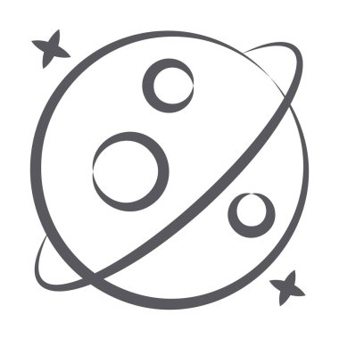 Gezegen sisteminin karalama çizgisi simgesi, güneşin etrafında dönen gezegenler.