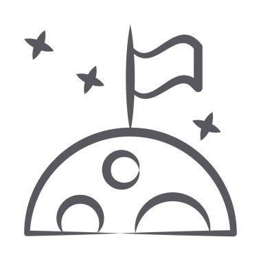 Karalama çizgisi tasarımında işaretlenmiş gezegen simgesi, uzay görevi konsept vektörü tamamlandı 