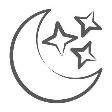 Yıldız simgesi olan ayın karalama çizgisi tasarımı