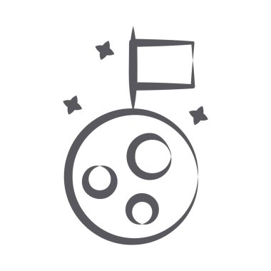 Karalama çizgisi tasarımında işaretlenmiş gezegen simgesi, uzay görevi konsept vektörü tamamlandı 