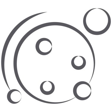 Çelik sistem simgesi karalama çizgisi vektörü, uzay dönen gezegen  