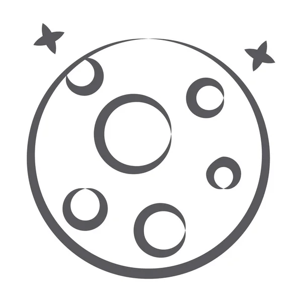 Diseño Línea Doodle Luna Llena Fase Lunar — Vector de stock