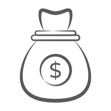 Kese üzerindeki dolar işareti karalama çizgisi tarzında hazine kesesini gösteriyor. 