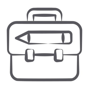 Okul çantası simgesi çizili evrak çantasının satır tasarımı