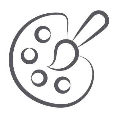 Resim fırçalı renk paleti, boya tepsisi simgesinin karalama tasarımı