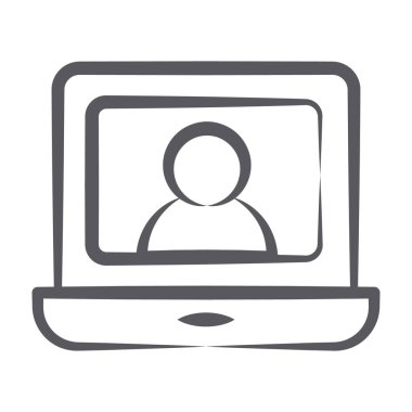 Çizgi tasarımında çevrimiçi video konferans simgesi