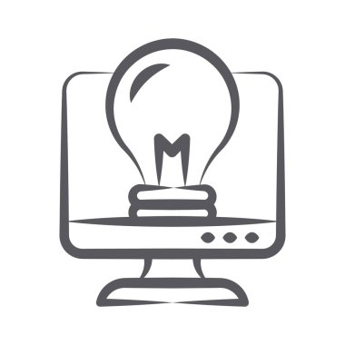 İçerideki ampul monitörü, çevrimiçi fikir simgesi